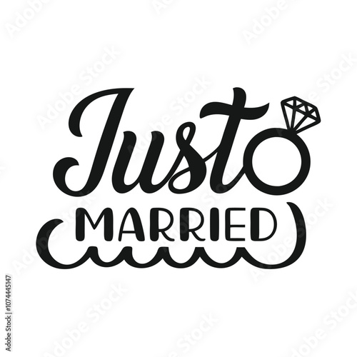 Just Married typography vector art illustration