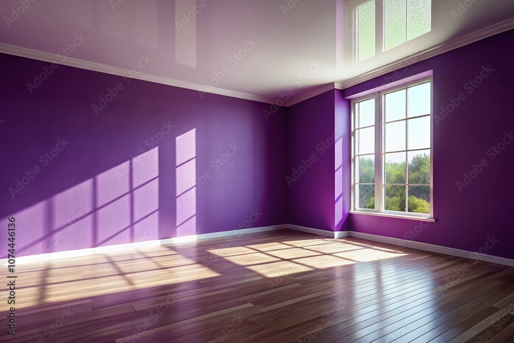 Bright Purple Wall with Window Shadows Creating a Vibrant Atmosphere in an Empty Room Perfect for Interior Design and Aesthetic Photography Bright Purple Wall with Window Shadows Creating a Vibrant Atmosphere in an Empty Room Perfect for Interior Design and Aesthetic Photography