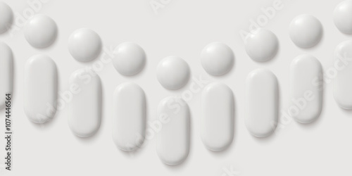 Minimalistic white 3D vector design. Geometric abstract illustration