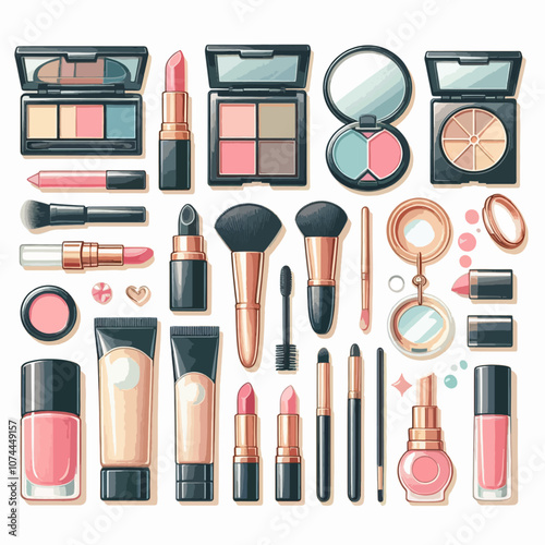 Realistic cosmetics make up set TOP VIEW