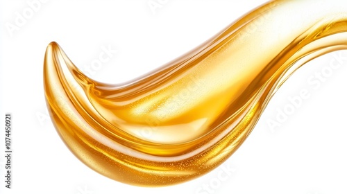 A delicate smear of shiny, yellowish petroleum jelly spread in a textured line, translucent and glossy, isolated on a pure white background photo