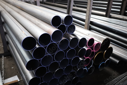 steel pipe product group square pipe Construction steel products such as black steel pipes, image ideas, examples of steel products.metal warehouse industry, delivery to customers.
