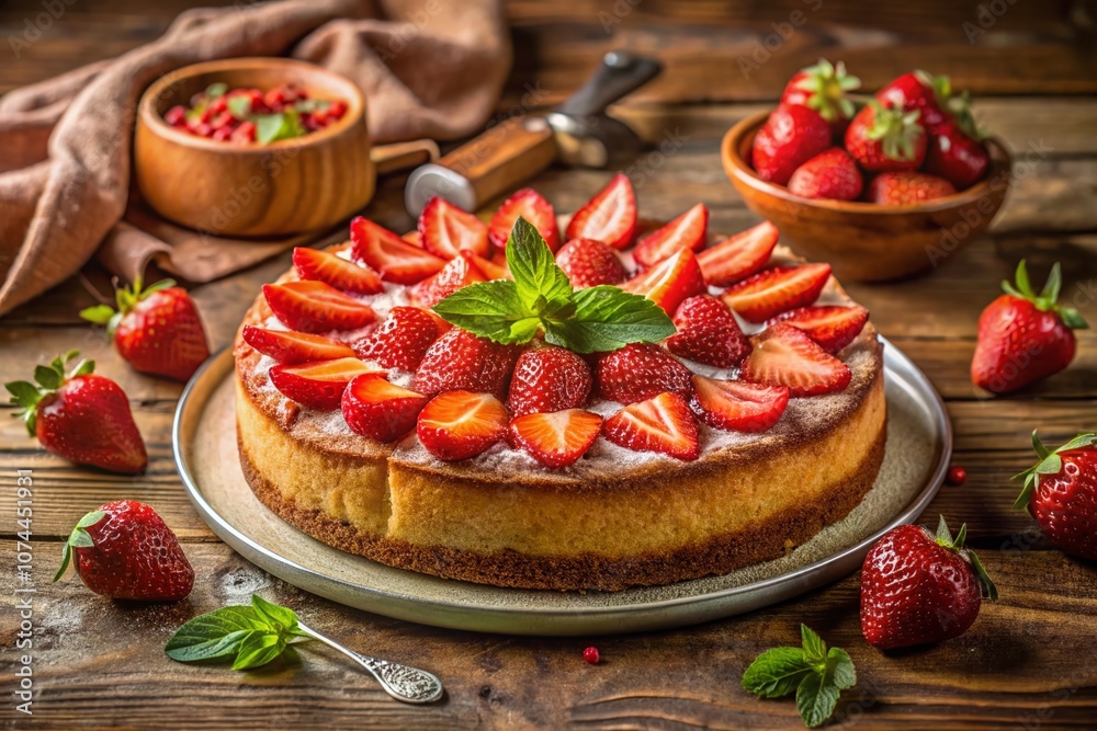 Captivating Homemade Strawberry Cake: A Slice of Deliciousness with Fresh Strawberries, Whipped Cream, and a Rustic Kitchen Backdrop, Perfect for Celebrating Special Moments and Family Gatherings Captivating Homemade Strawberry Cake: A Slice of Deliciousness with Fresh Strawberries, Whipped Cream, and a Rustic Kitchen Backdrop, Perfect for Celebrating Special Moments and Family Gatherings