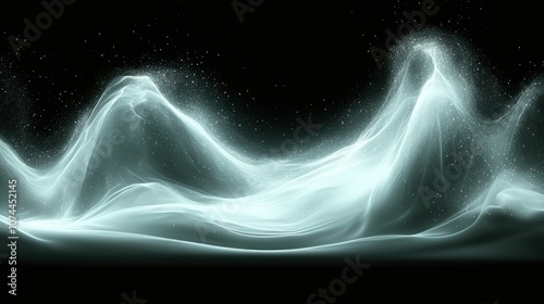 Wallpaper Mural Ethereal Flow of Light and Motion: Abstract Representation of Waves and Particles in a Dreamlike Atmosphere Against a Dark Background Torontodigital.ca