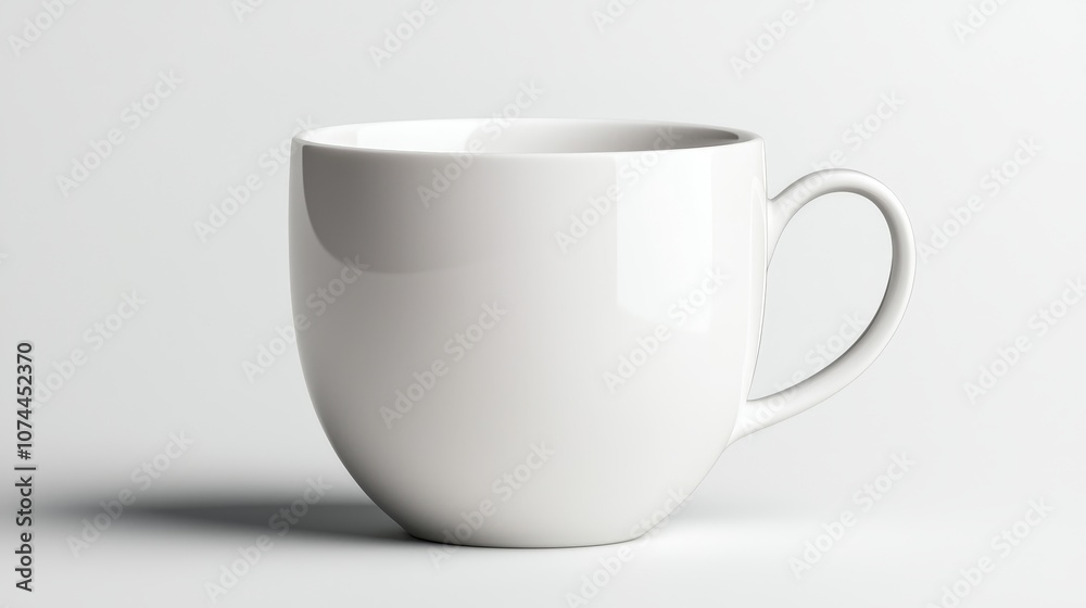 Close-up of a sleek white cup on a white background, isolated for tea or coffee advertisements, minimalist and sophisticated aesthetic Close-up of a sleek white cup on a white background, isolated for tea or coffee advertisements, minimalist and sophisticated aesthetic