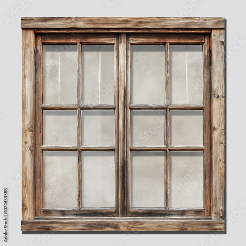 Traditional farmhouse-style wooden window frame