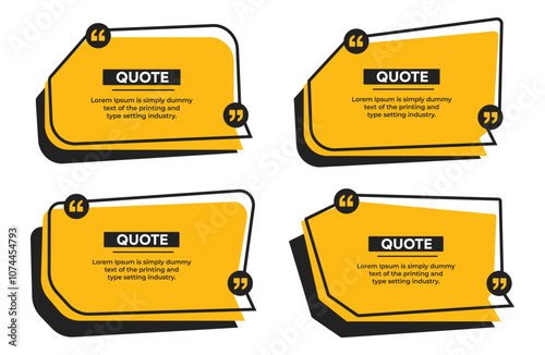 Quote text box frame outline banner minimal style with quotation marks vector set