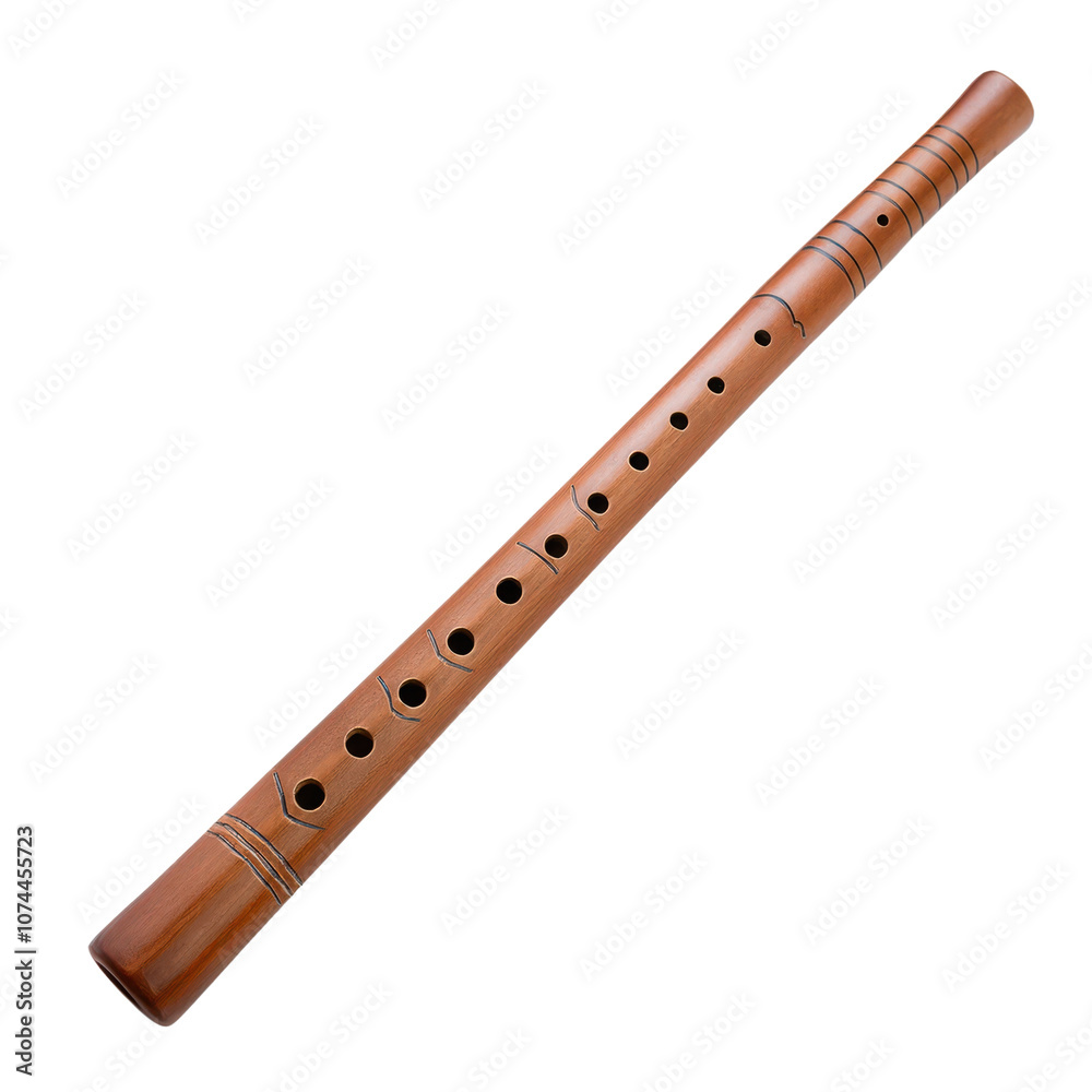 Naklejka premium A traditional wooden flute for creating soothing and melodic music. transparent background