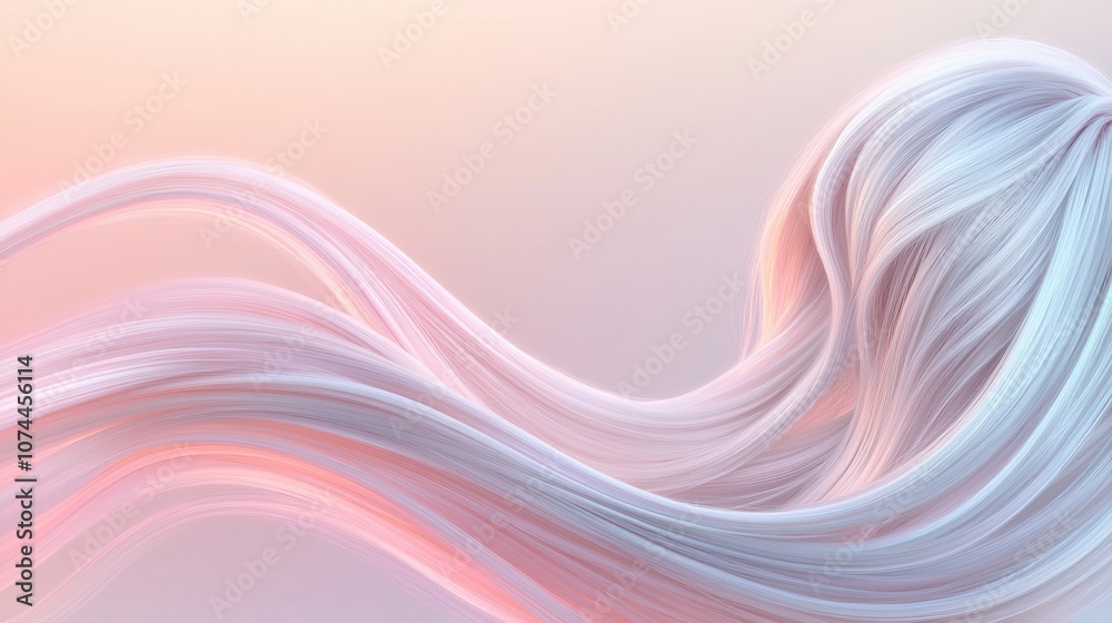 Obraz premium A long, flowing white hair with pinkish tones