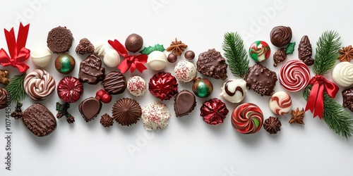 Festive christmas candy and chocolate arrangement for holiday celebration and gift ideas