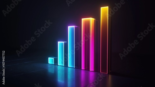 Futuristic Neon Bar Chart Displaying Data Trends in a Modern Design for Analytics Purposes