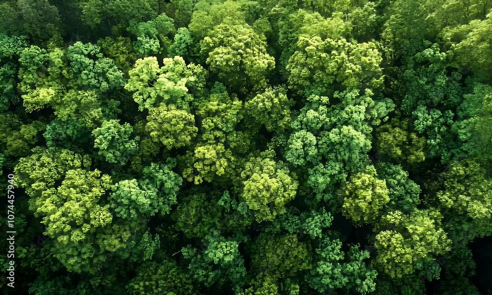 Aerial view of a dense, lush forest showcasing various shades of green foliage. Aerial view of a dense, lush forest showcasing various shades of green foliage.