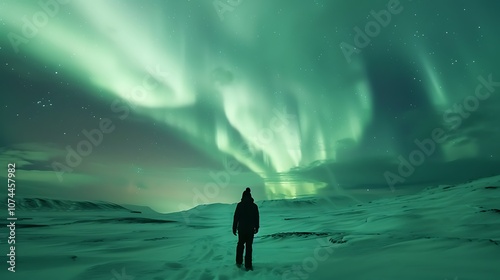 A person experiencing the wonder of the Northern Lights. 