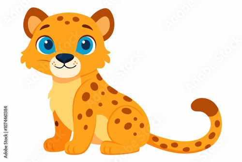 Cute cartoon cheetah sitting. vector illustration.