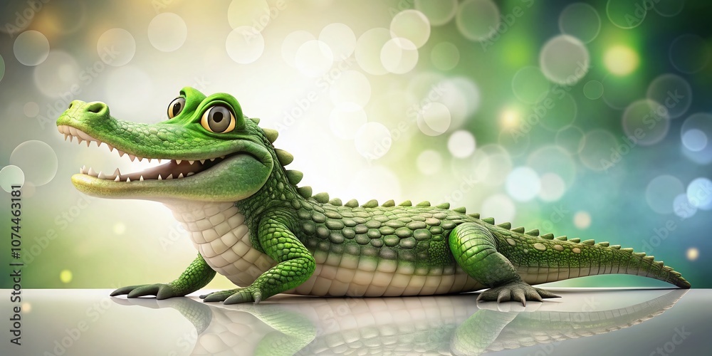 Fototapeta premium Cartoon Crocodile Isolated on White Background with Ample Copy Space for Creative Use in Children's Books, Educational Materials, and Fun Illustrations