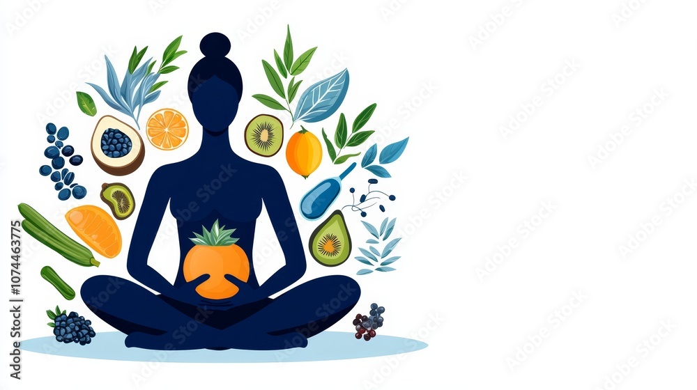 Holistic Health with Natural Foods Illustration Holistic Health with Natural Foods Illustration