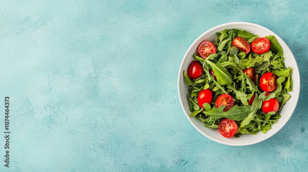 Fresh Salad Bowl with Cherry Tomatoes and Greens Fresh Salad Bowl with Cherry Tomatoes and Greens