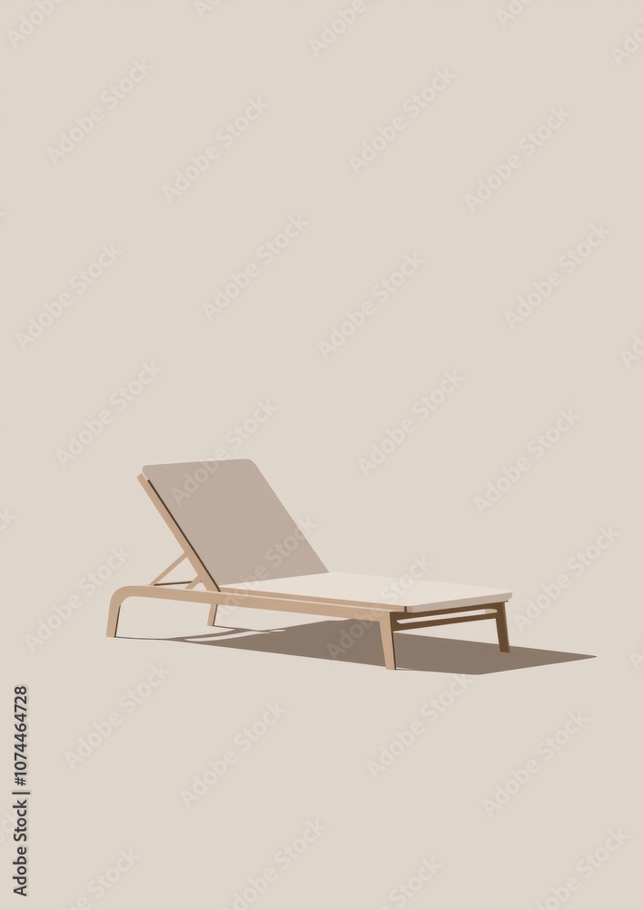 A tan lounge chair is shown on a white background