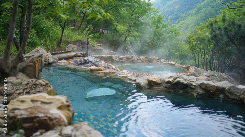 Tranquil Hot Springs Nestled in Lush Greenery Tranquil Hot Springs Nestled in Lush Greenery