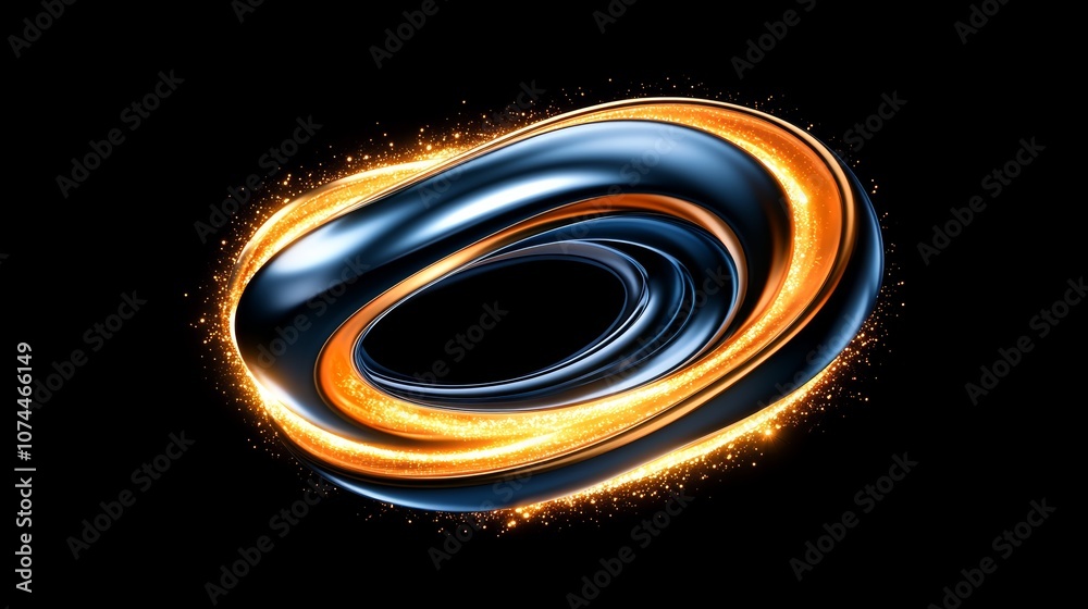 Abstract Blue Gold Swirling Rings Shiny 3D Render Luxury Background Abstract Blue Gold Swirling Rings Shiny 3D Render Luxury Background