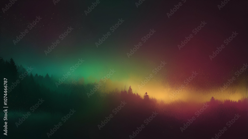 Fototapeta premium neon Deep Burgundy, Forest Green, Gold glowing gradient background, a soft grainy noise texture with shimmering highlights and Smooth Transitions for a dynamic effect