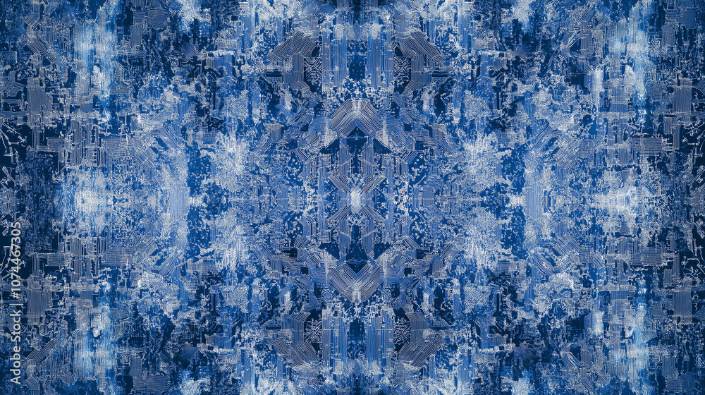 Fototapeta premium Abstract Blue Textured Pattern with Symmetrical Design for Modern Backgrounds