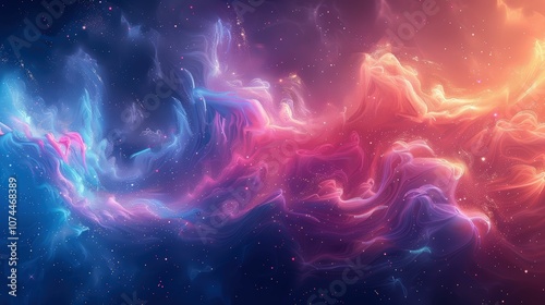 Abstract cosmic background featuring vibrant colors and swirling patterns mimicking the vast beauty of outer space and interstellar clouds of gas and dust