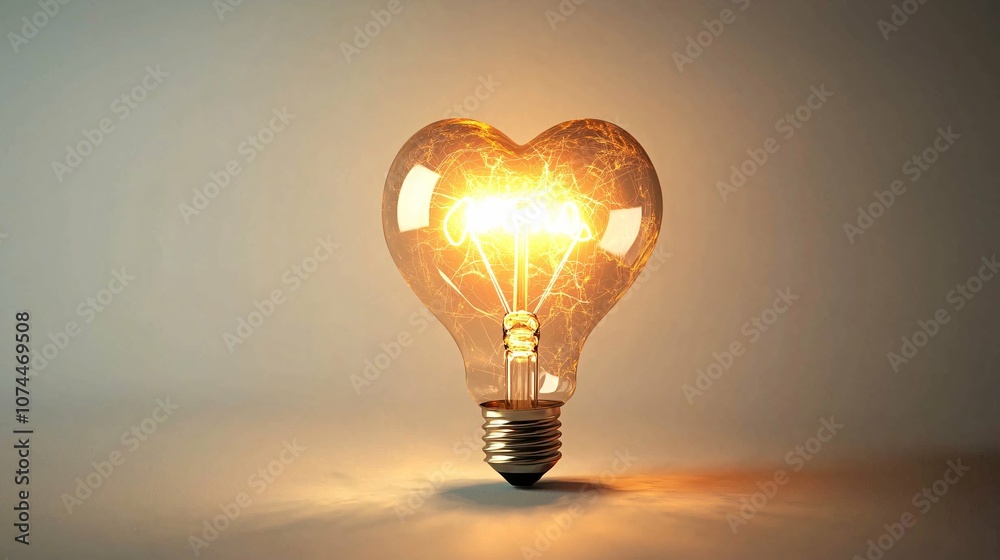 A glowing light bulb with a heart at its core symbolizes hope and inspiration against a white background, perfect for concepts of dreams. A glowing light bulb with a heart at its core symbolizes hope and inspiration against a white background, perfect for concepts of dreams.