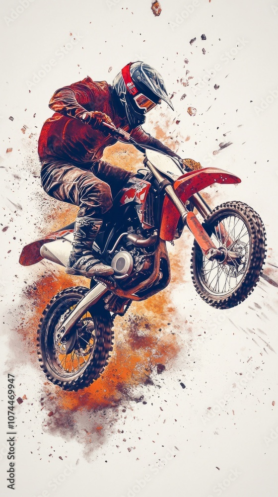 A man is riding a dirt bike in the air A man is riding a dirt bike in the air
