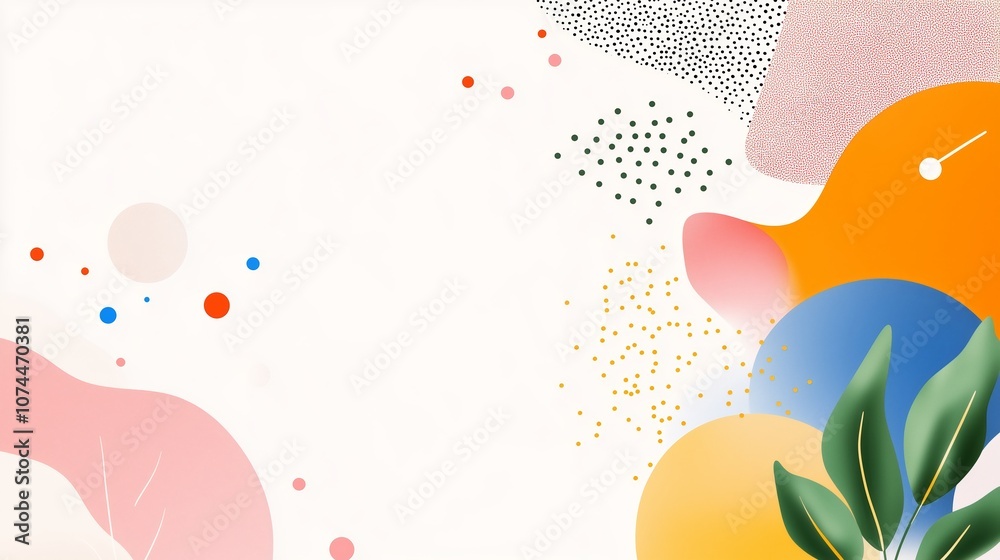Fototapeta premium Colorful abstract background with shapes and patterns featuring vibrant colors and organic elements in a creative layout