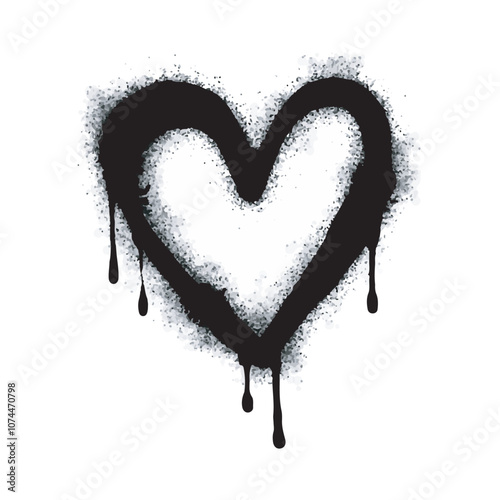 Spray Painted Graffiti heart icon Word Sprayed isolated with a white background. graffiti font love icon with over spray in black over white. Vector illustration.