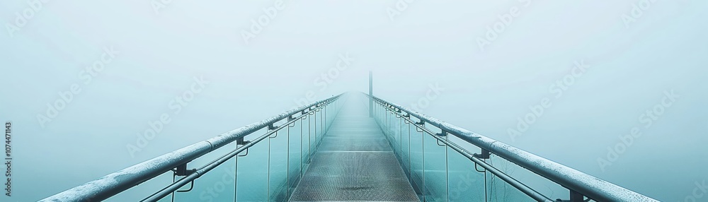 Fototapeta premium An endless bridge of frosted glass over a digital void