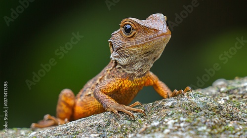 Extreme close-up of an uncommon lizard species from a tropical rainforest. photo