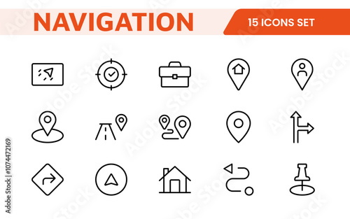 Maps Icon Set. Versatile and visually appealing icons for navigation, location services, and travel apps, designed to enhance user experience and make exploring the world more intuitive and enjoyable.