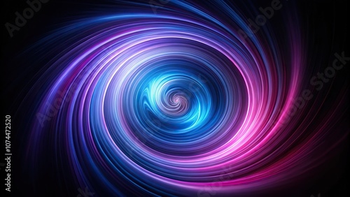 Abstract purple and blue spiral on black background