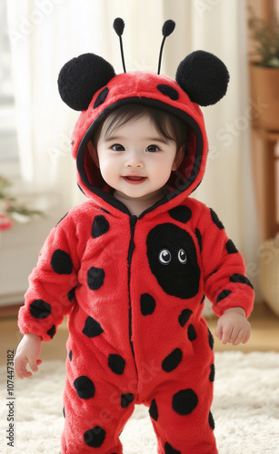 Baby wearing a ladybug costume generated by AI