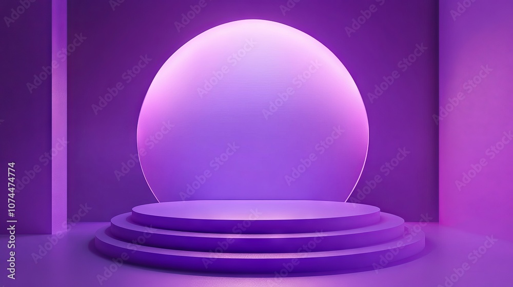 Minimal purple podium in 3d abstract composition, modern stage with geometric shapes for product display, vector illustration mockup for awards, showcase, and presentation scene Minimal purple podium in 3d abstract composition, modern stage with geometric shapes for product display, vector illustration mockup for awards, showcase, and presentation scene