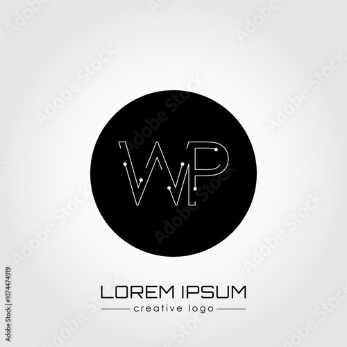 The creative logo is the letter W and P. A design element of a logo, business card, corporate sign or monogram. The idea of a thematic design