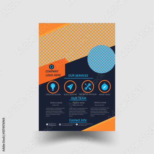 Simple flyer design template use vertical layout with black color of element variation which can be selected white background
