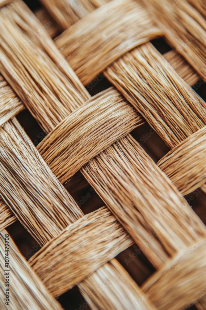 Close-up of woven rattan fabric, texture detail. Woven jute rug with natural fiber background Close-up of woven rattan fabric, texture detail. Woven jute rug with natural fiber background
