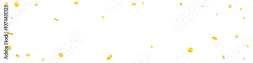 Japanese yen coins falling. Scattered gold JPY