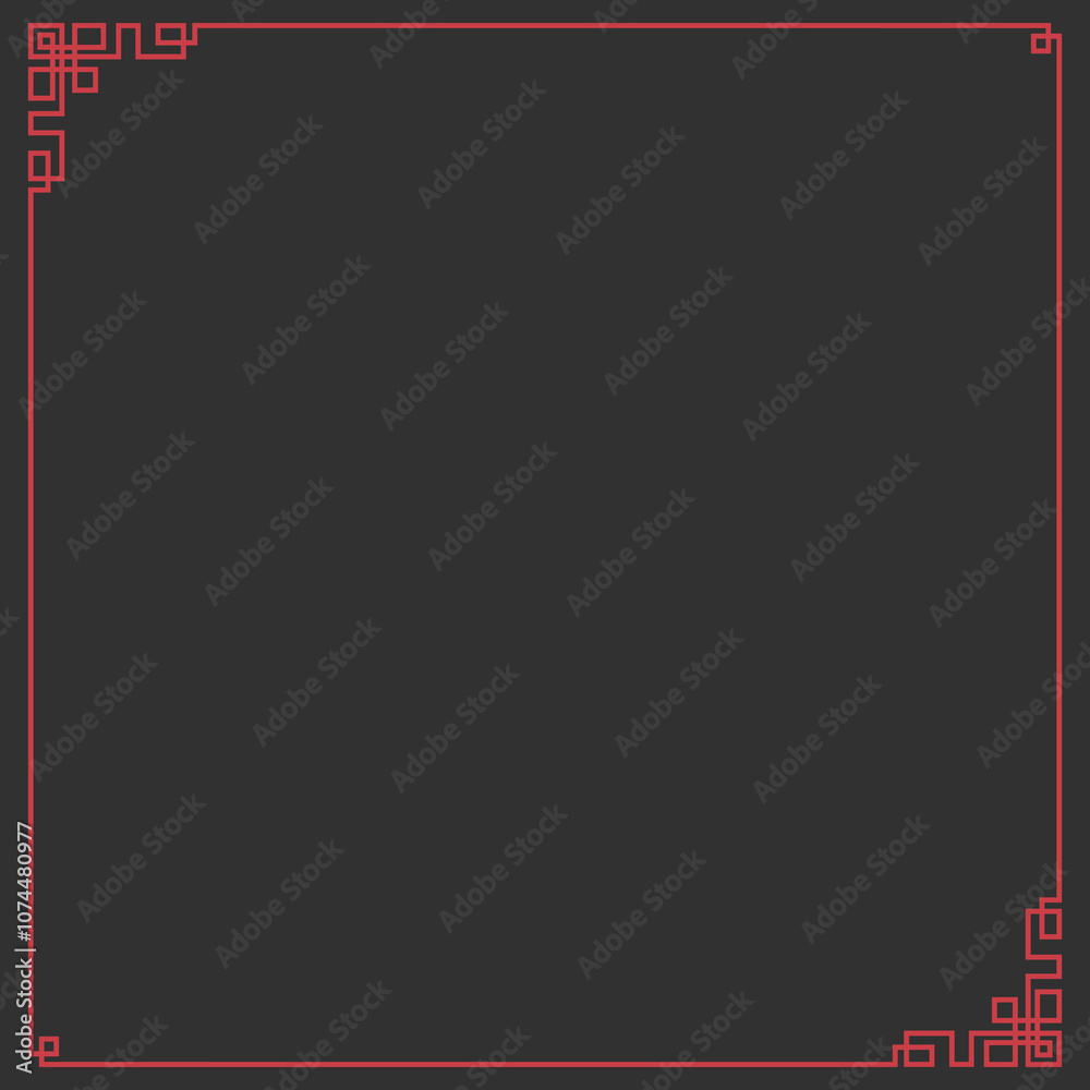red frame in chinese style on black background red frame in chinese style on black background