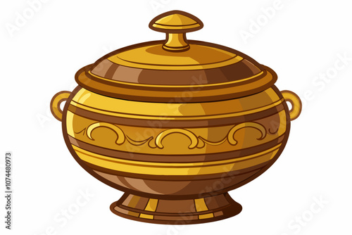  Antique Indian Brass Pot over white background