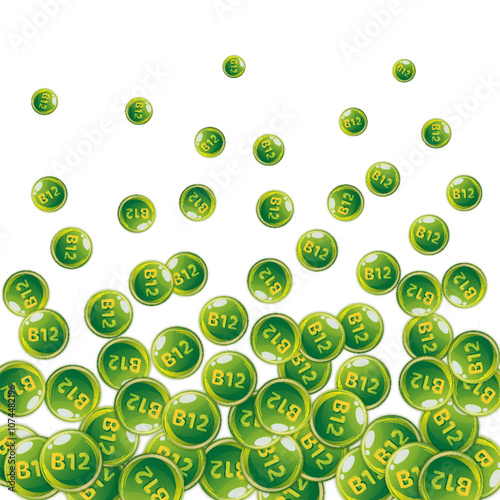 Vitamin B12 messy round pills.