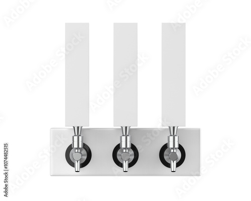 Blank beer tap pump handle for branding, mock-up template on isolated white background, 3d illustration.
