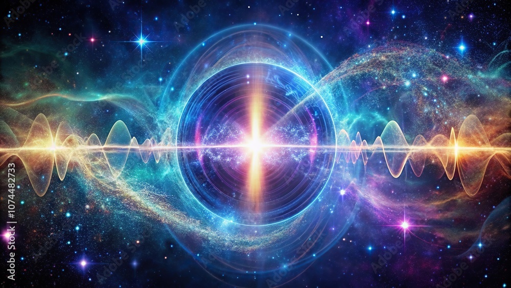 Obraz premium Abstract representation of a cosmic pulsar emitting rhythmic waves of cosmic energy, a cosmic heartbeat Extreme Close-Up