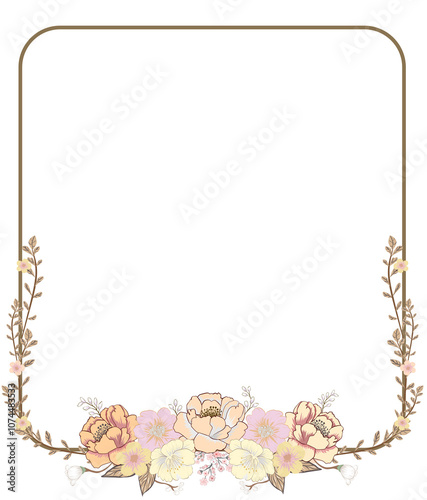 Rectangular floral frame with vintage flower