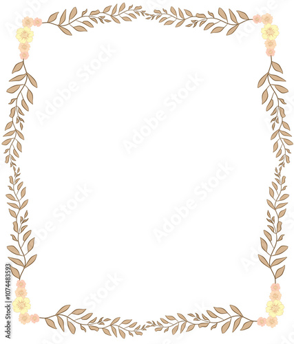 Rectangular floral frame with vintage flower