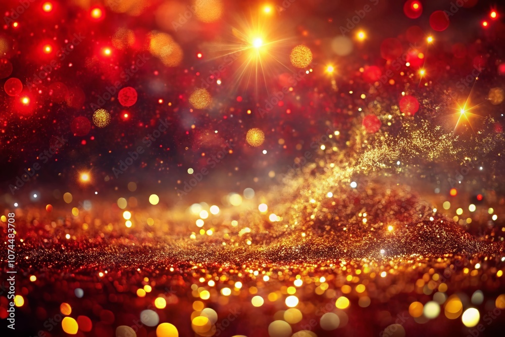 Elegant Red and Gold Glitter Particles Flowing Underwater Creating a Magical Shimmering Luxury Background with Festive Sparkles and Lights in High Depth of Field Elegant Red and Gold Glitter Particles Flowing Underwater Creating a Magical Shimmering Luxury Background with Festive Sparkles and Lights in High Depth of Field