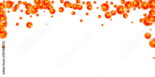 Vitamin A round capsules scattered randomly.